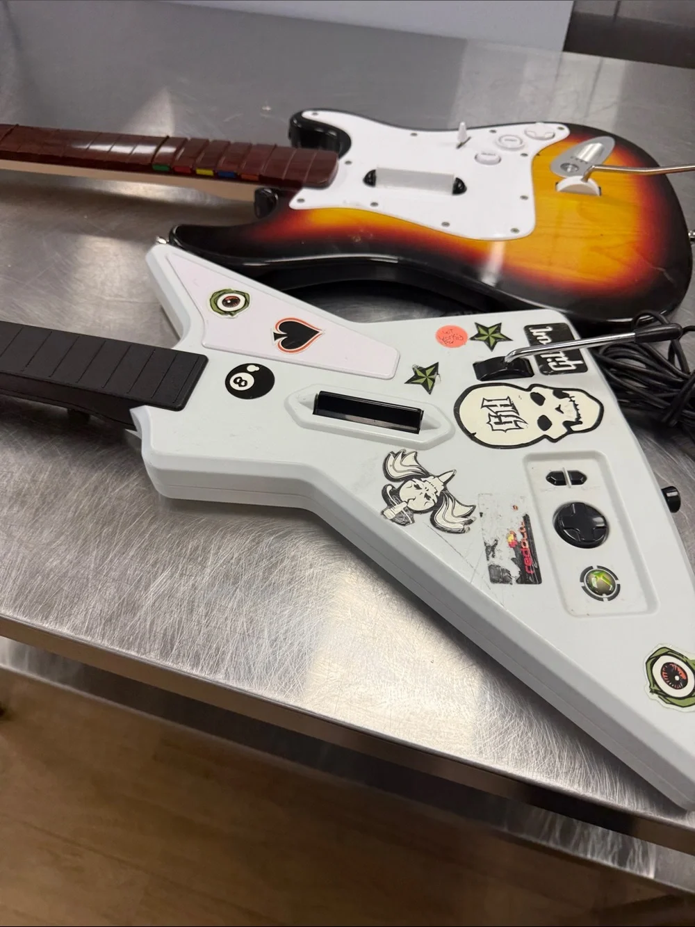 White Wireless Rock Guitar Controller — Stickered Design
